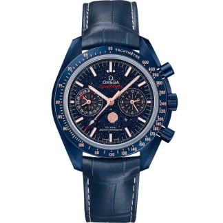 Omega Blue Side Of The Moon Speedmaster Moonphase 44,25 mm, niebieska ceramika na skórzanym pasku 304.93.44.52.03.002