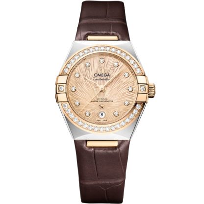 Omega Constellation 29 mm, stal - złoto Moonshine™ na aligatorze 131.28.29.20.58.001