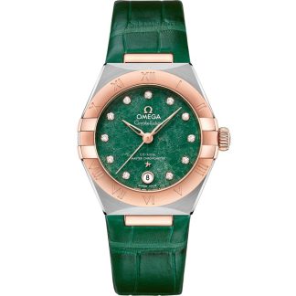 Omega Constellation 29 mm, stal - złoto Sedna™ na skórzanym pasku 131.23.29.20.99.001