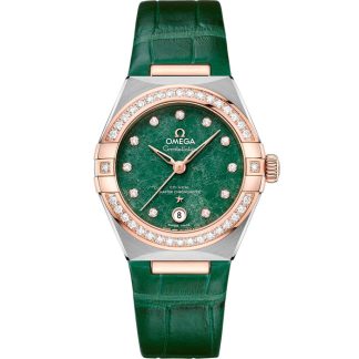 Omega Constellation 29 mm, stal - złoto Sedna™ na skórzanym pasku 131.28.29.20.99.001