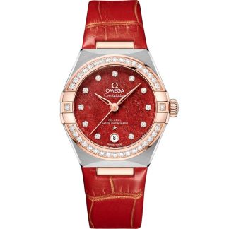 Omega Constellation 29 mm, stal - złoto Sedna™ na skórzanym pasku 131.28.29.20.99.002