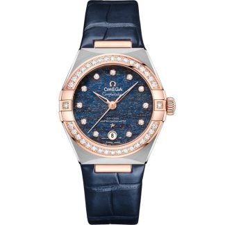 Omega Constellation 29 mm, stal - złoto Sedna™ na skórzanym pasku 131.28.29.20.99.003