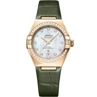 Omega Constellation 29 mm, złoto Moonshine™ na aligatorze 131.58.29.20.55.003