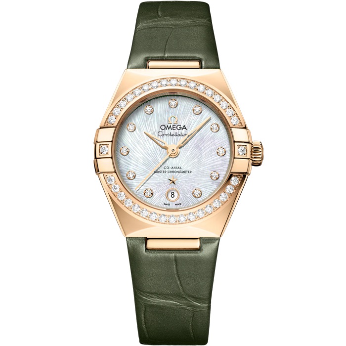 Omega Constellation 29 mm, złoto Moonshine™ na aligatorze 131.58.29.20.55.003