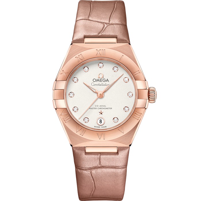 Omega Constellation 29 mm, złoto Sedna™ na skórzanym pasku 131.53.29.20.52.002