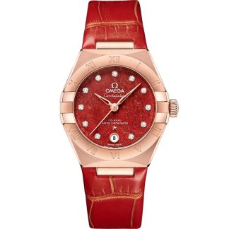 Omega Constellation 29 mm, złoto Sedna™ na skórzanym pasku 131.53.29.20.99.003