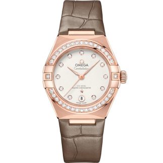 Omega Constellation 29 mm, złoto Sedna™ na skórzanym pasku 131.58.29.20.52.002