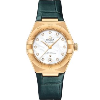 Omega Constellation 29 mm, żółte złoto na skórzanym pasku 131.53.29.20.55.001