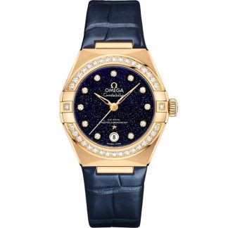 Omega Constellation 29 mm, żółte złoto na skórzanym pasku 131.58.29.20.53.001