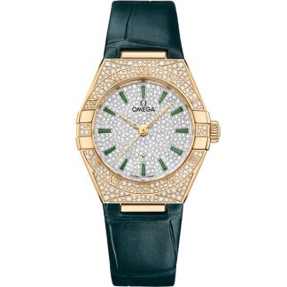 Omega Constellation 29 mm, żółte złoto na skórzanym pasku 131.58.29.20.99.002