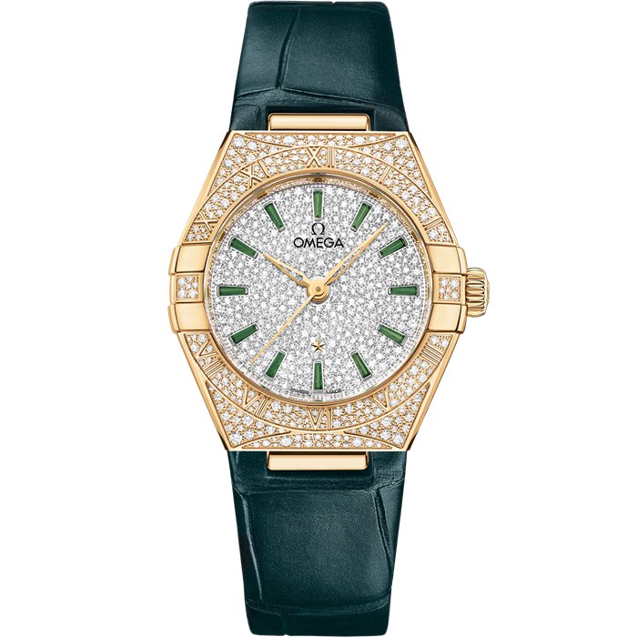 Omega Constellation 29 mm, żółte złoto na skórzanym pasku 131.58.29.20.99.002