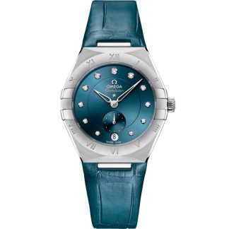 Omega Constellation 34 mm, stalowy na skórzanym pasku 131.13.34.20.53.001