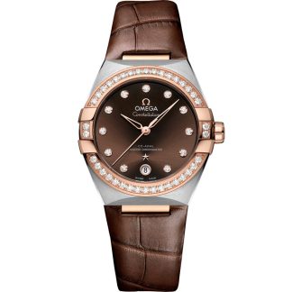 Omega Constellation 36 mm, stal - złoto Sedna™ na skórzanym pasku 131.28.36.20.63.001