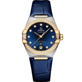 Omega Constellation 36 mm, stal - żółte złoto na skórzanym pasku 131.28.36.20.53.001