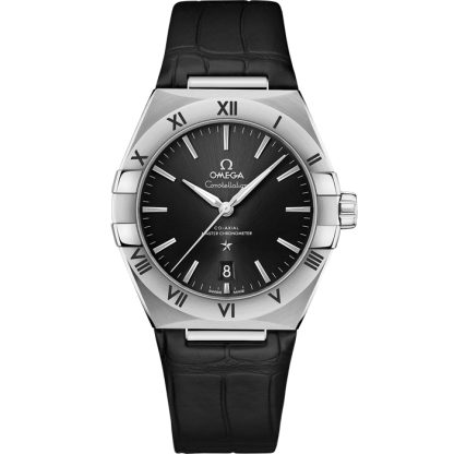 Omega Constellation 39 mm, stalowy na skórzanym pasku 131.13.39.20.01.001