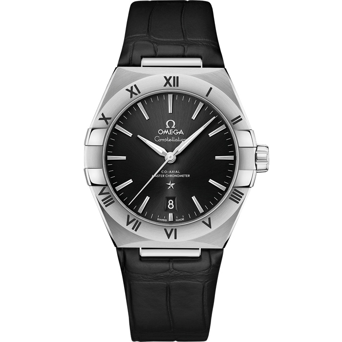 Omega Constellation 39 mm, stalowy na skórzanym pasku 131.13.39.20.01.001