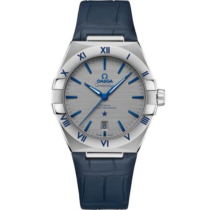 Omega Constellation 39 mm, stalowy na skórzanym pasku 131.13.39.20.06.002