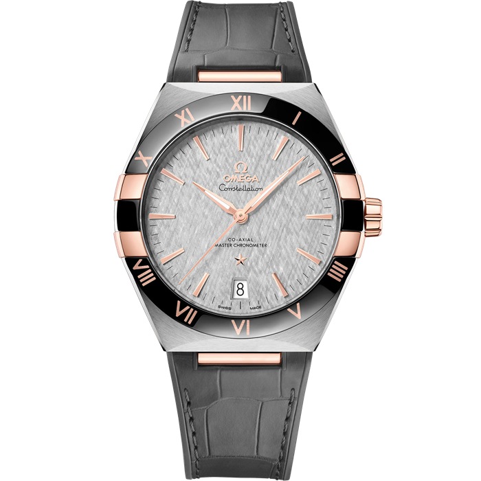 Omega Constellation 41 mm, stal - złoto Sedna™ na skórzanym pasku 131.23.41.21.06.001