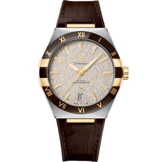 Omega Constellation 41 mm, stal - żółte złoto na skórzanym pasku 131.23.41.21.06.002