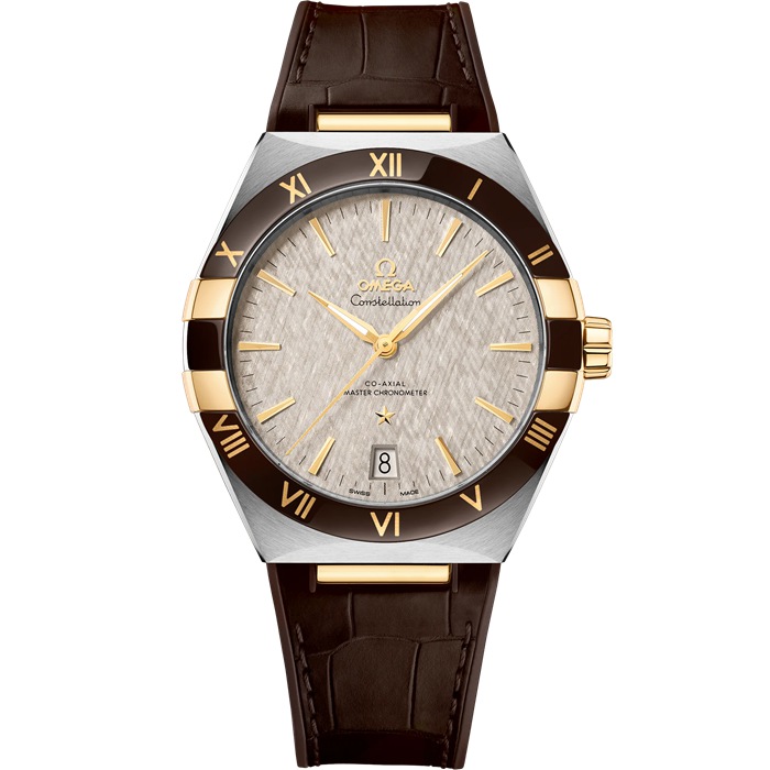 Omega Constellation 41 mm, stal - żółte złoto na skórzanym pasku 131.23.41.21.06.002