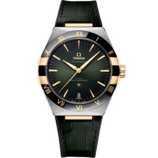 Omega Constellation 41 mm, stal - żółte złoto na skórzanym pasku 131.23.41.21.10.001