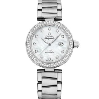 Omega De Ville Ladymatic 34 mm, stalowy na stalowym pasku 425.35.34.20.55.002