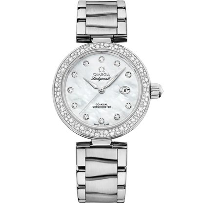 Omega De Ville Ladymatic 34 mm, stalowy na stalowym pasku 425.35.34.20.55.002