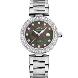 Omega De Ville Ladymatic 34 mm, stalowy na stalowym pasku 425.35.34.20.57.004