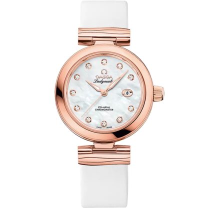 Omega De Ville Ladymatic 34 mm, złoto Sedna™ na skórzanym pasku 425.62.34.20.55.004