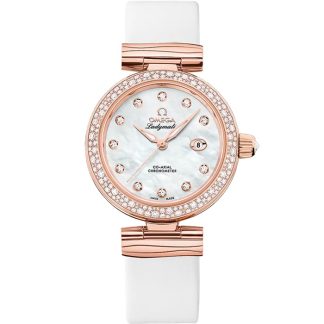 Omega De Ville Ladymatic 34 mm, złoto Sedna™ na skórzanym pasku 425.67.34.20.55.008