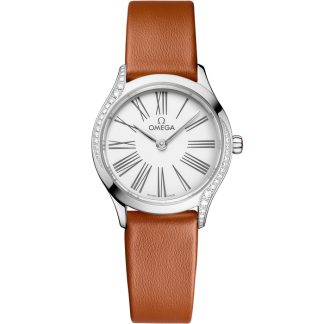 Omega De Ville Mini Trésor 26 mm, stalowy na skórzanym pasku 428.17.26.60.04.004