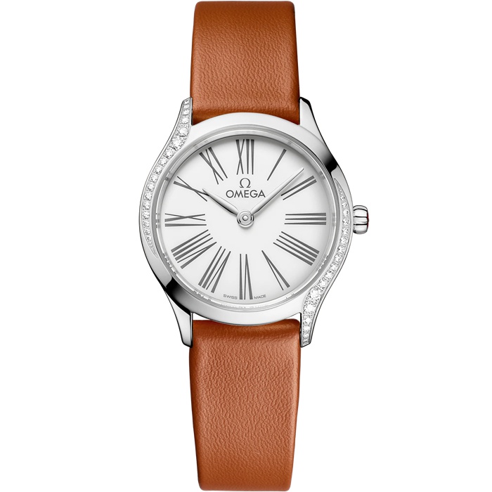 Omega De Ville Mini Trésor 26 mm, stalowy na skórzanym pasku 428.17.26.60.04.004