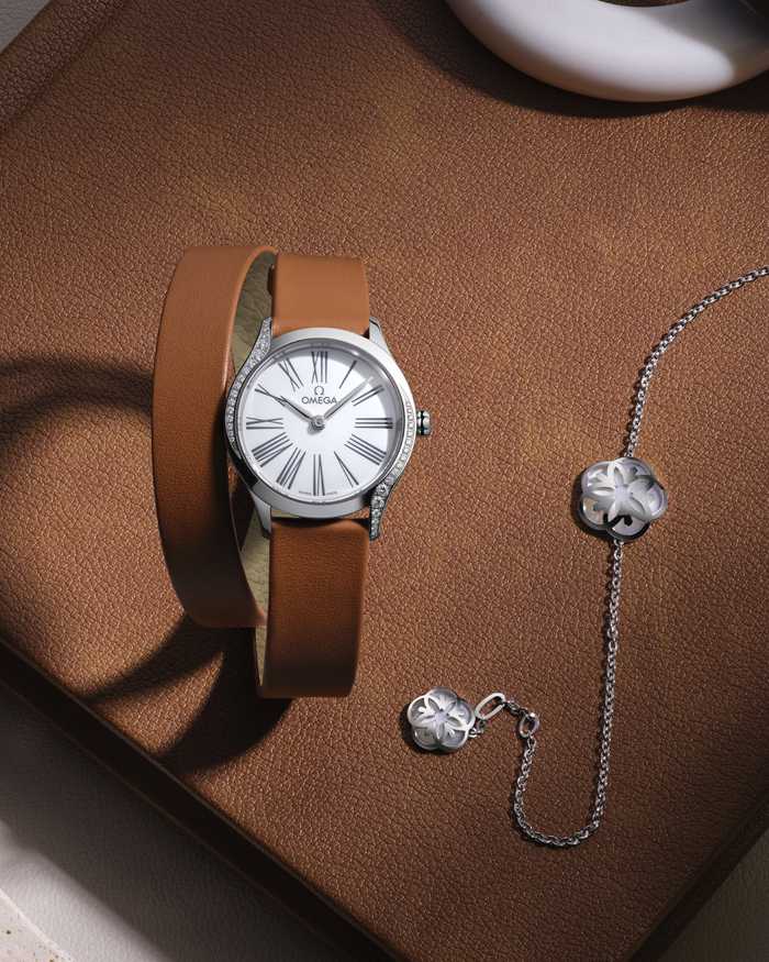 Omega De Ville Mini Trésor 26 mm, stalowy na skórzanym pasku 428.17.26.60.04.005 - obrazek 3