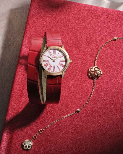 Omega De Ville Mini Trésor 26 mm, złoto Moonshine™ na aligatorze 428.58.26.60.04.003 - obrazek 3