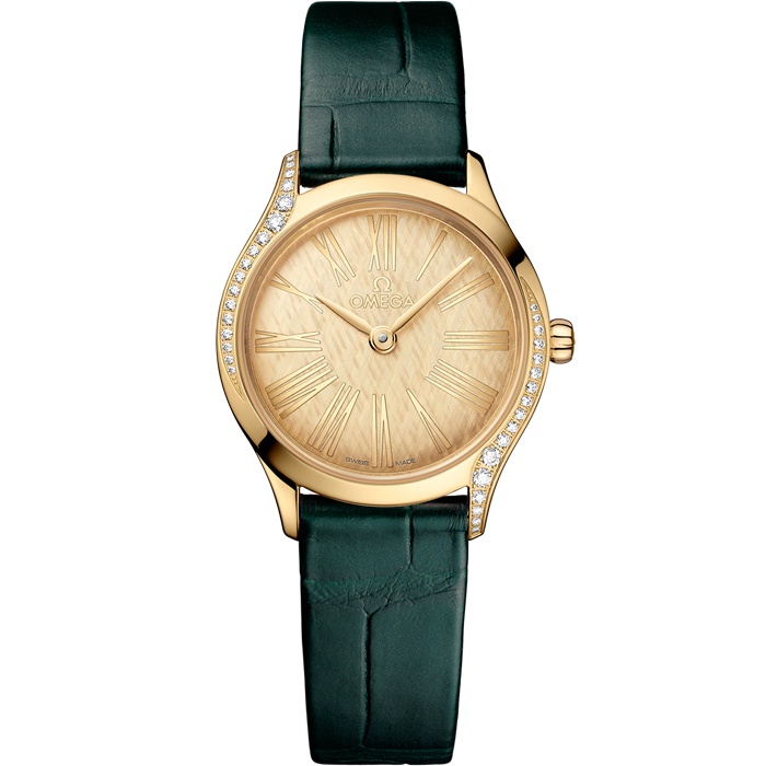 Omega De Ville Mini Trésor 26 mm, złoto Moonshine™ na aligatorze 428.58.26.60.99.001