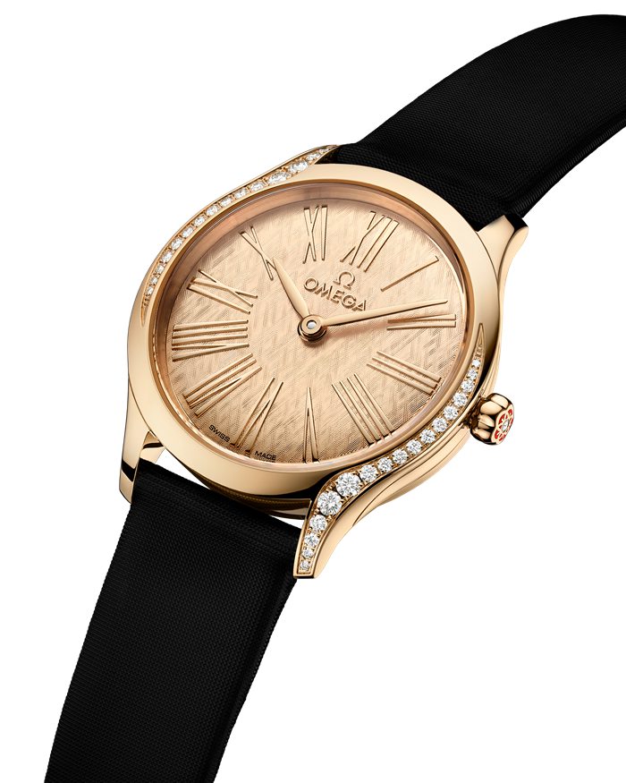 Omega De Ville Mini Trésor 26 mm, złoto Moonshine™ na pasku z tkaniny 428.57.26.60.99.001 - obrazek 3
