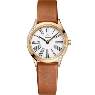 Omega De Ville Mini Trésor 26 mm, złoto Moonshine™ na skórzanym pasku 428.57.26.60.04.004