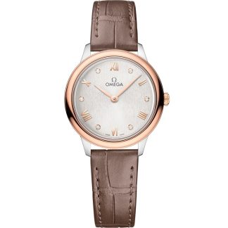 Omega De Ville Prestige 27,5 mm, stal - złoto Sedna™ na skórzanym pasku 434.23.28.60.52.001
