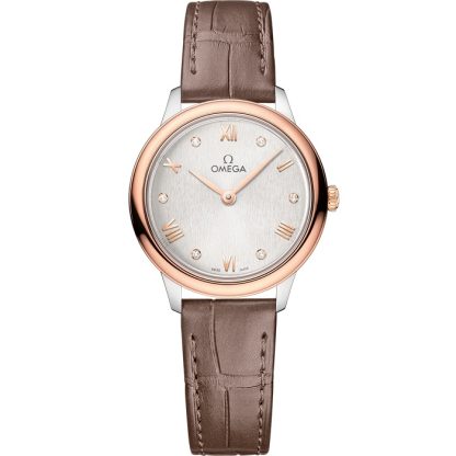 Omega De Ville Prestige 27,5 mm, stal - złoto Sedna™ na skórzanym pasku 434.23.28.60.52.001