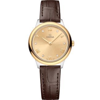 Omega De Ville Prestige 27,5 mm, stal - żółte złoto na skórzanym pasku 434.23.28.60.58.001