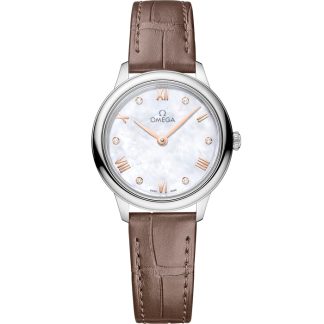 Omega De Ville Prestige 27,5 mm, stalowy na skórzanym pasku 434.13.28.60.55.001