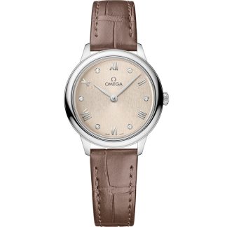 Omega De Ville Prestige 27,5 mm, stalowy na skórzanym pasku 434.13.28.60.59.001