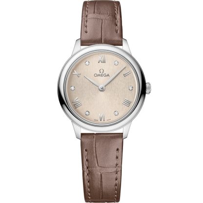 Omega De Ville Prestige 27,5 mm, stalowy na skórzanym pasku 434.13.28.60.59.001