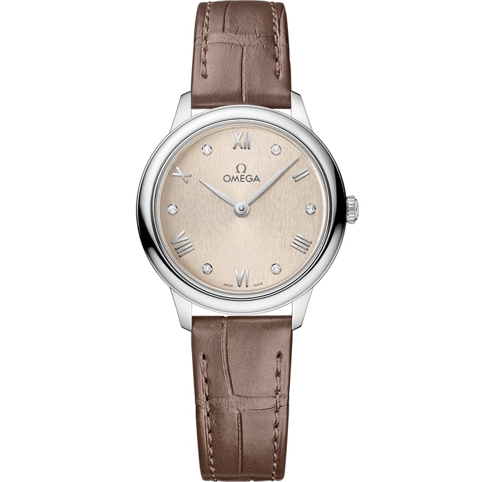 Omega De Ville Prestige 27,5 mm, stalowy na skórzanym pasku 434.13.28.60.59.001