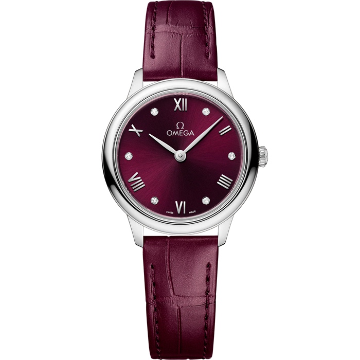 Omega De Ville Prestige 27,5 mm, stalowy na skórzanym pasku 434.13.28.60.61.001