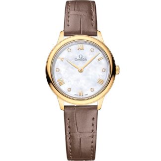 Omega De Ville Prestige 27,5 mm, żółte złoto na skórzanym pasku 434.53.28.60.55.002