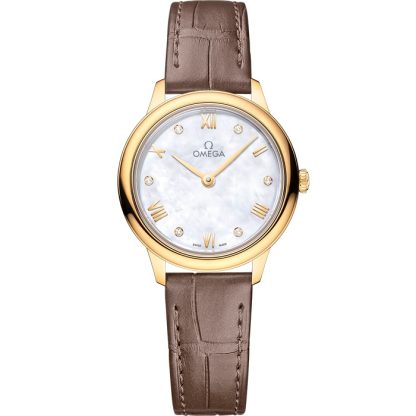 Omega De Ville Prestige 27,5 mm, żółte złoto na skórzanym pasku 434.53.28.60.55.002