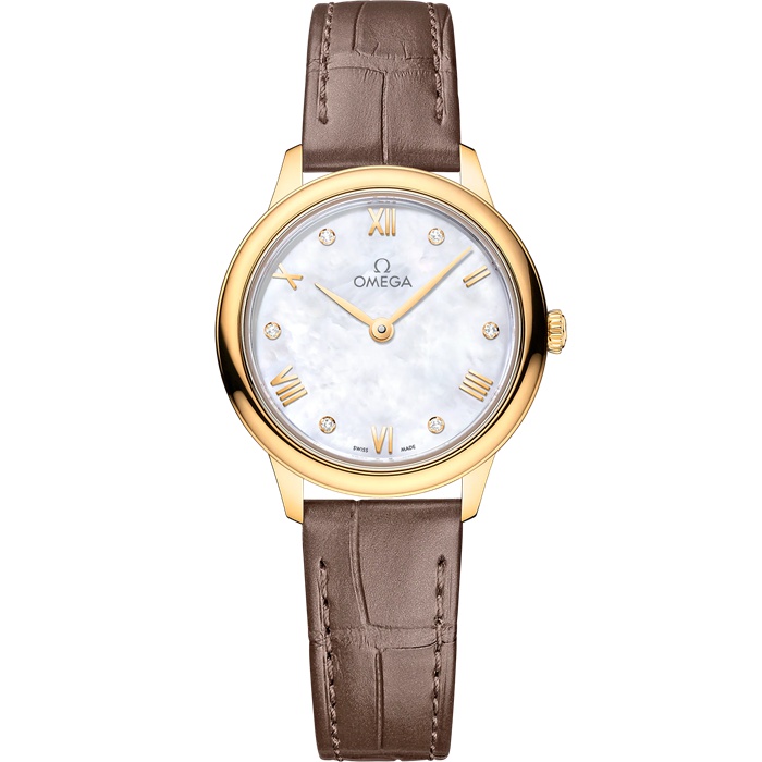 Omega De Ville Prestige 27,5 mm, żółte złoto na skórzanym pasku 434.53.28.60.55.002