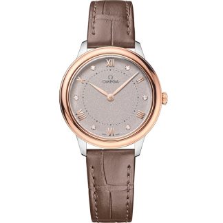 Omega De Ville Prestige 30 mm, stal - złoto Sedna™ na skórzanym pasku 434.23.30.60.52.001