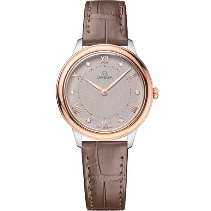 Omega De Ville Prestige 30 mm, stal - złoto Sedna™ na skórzanym pasku 434.23.30.60.52.001
